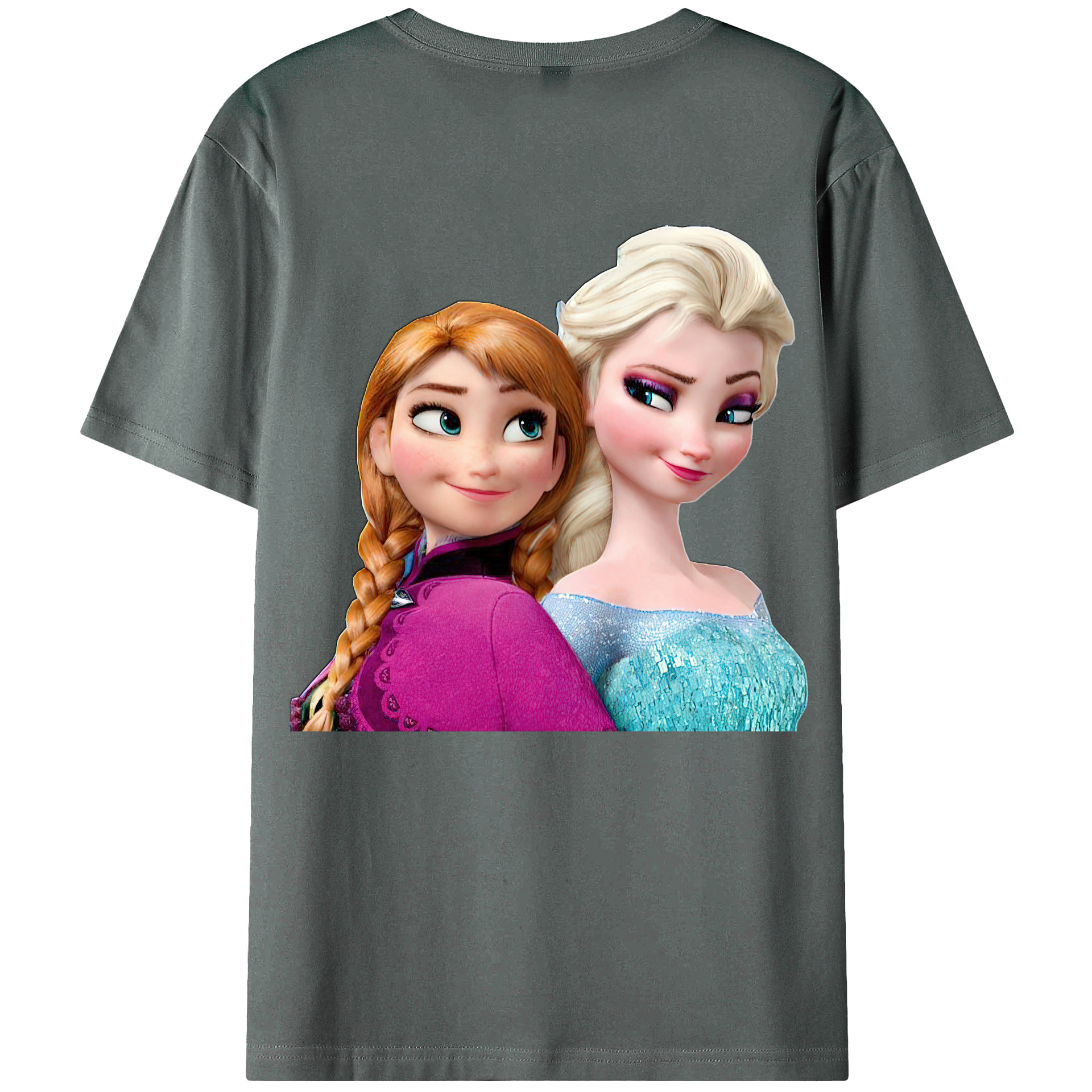 （画像用） アナと雪の女王 アンナ エルサ Frozen Anna Elsa 綿100％ メンズ半袖Tシャツ（バックプリント） 通気性